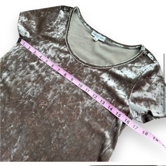Socialite Silver Crushed Velvet Short Sleeve Mini Dress | Size Extra Small - Picture 3 of 3